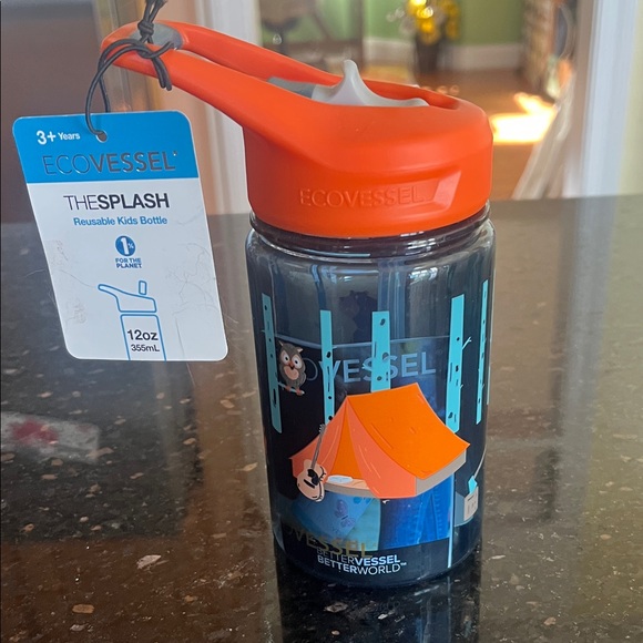 ecovessel Other - EcoVessel Splash Camping Design Kids Water Bottle with Orange Lid - 12 oz